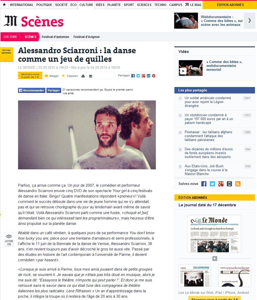 2014.09.03 Alessandro Sciarroni la danse comme un jeu de quilles - LeMonde